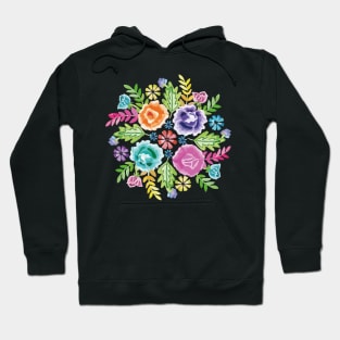 Mexican flower bouquet oaxaca tehuana colorful embroidery decoration Hoodie